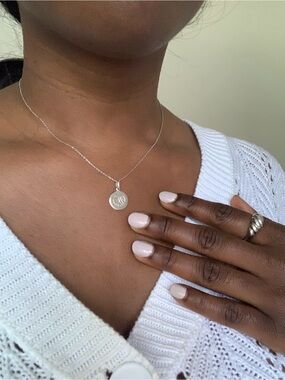 Sterling Silver Round Zodiac Sign Gemini Necklace - Silver